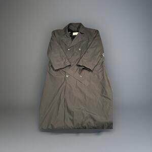 Bill Blass 44L Men’s Trench Coat Black Belted Long Overcoat Removable Liner VTG